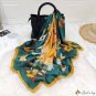 Floral simulation silk satin 90cm large shawl scarf spring and summer fashion thin shawl silk scarf