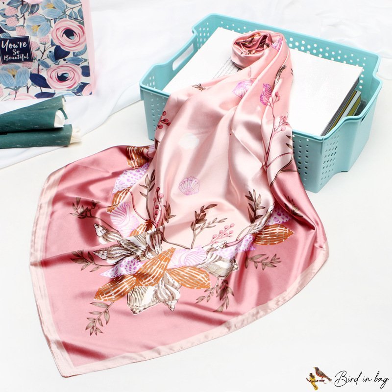 Spring and autumn new four seasons large square scarf printing silk scarf female satin silk scarf