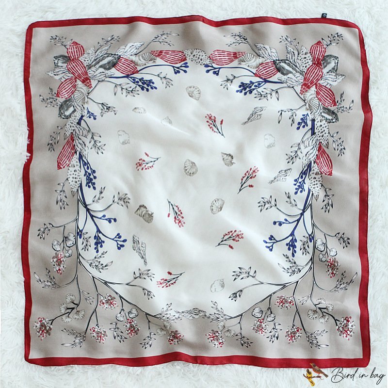 Silk scarf female new simulation silk printing square scarf decorative headscarf scarf