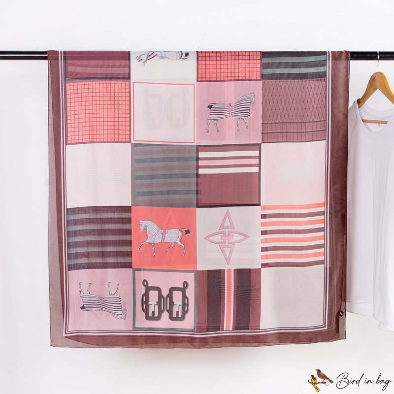 Spring and summer new satin Maqun print long scarf women shawl Mother's Day time