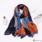 Spring new satin silk scarf women's print color blocking print shawl Mother's Day long scarf