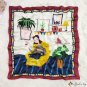 Small square scarf illustration silk scarf female print scarf