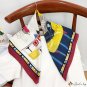 Small square scarf illustration silk scarf female print scarf