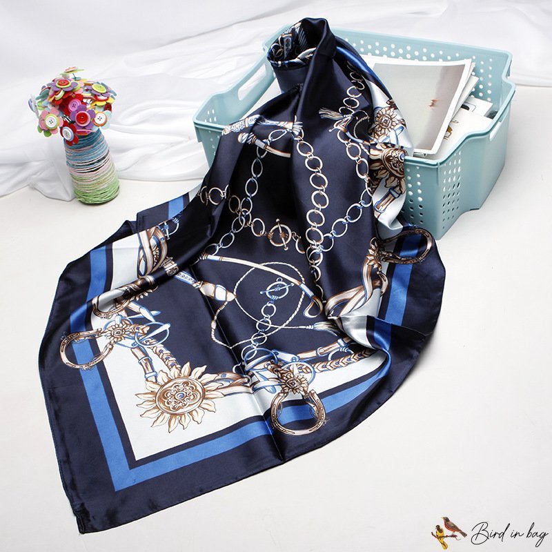 Muslim cover head scarf black female satin silk scarf models printed color ding wrap head simulation