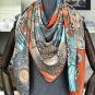 New silk scarf women twill silk oil painting print large square scarf 130cm vacation travel shawl