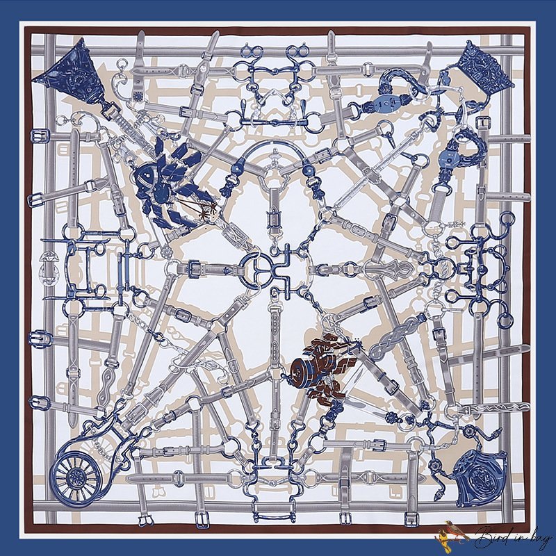 Autumn and winter new silk scarf female retro crown belt twill silk scarf 130cm travel shawl