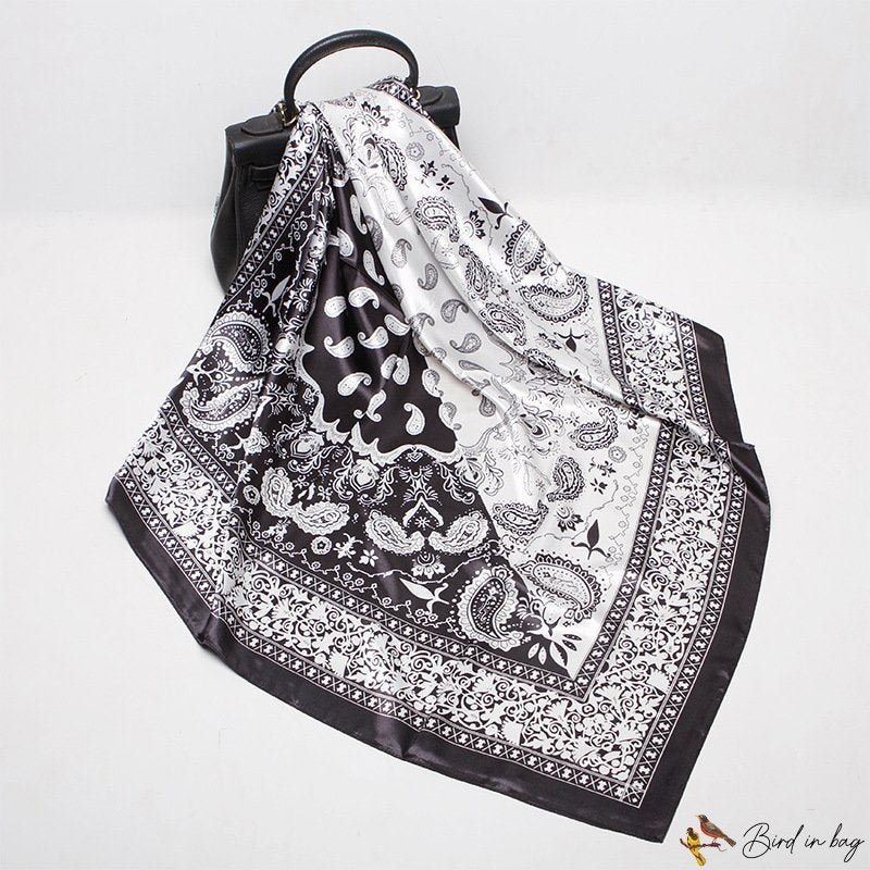 Simulation silk scarf female 90cm square scarf printing new colorful cashew scarf