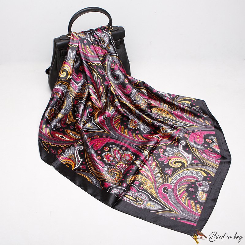Malay turban silk scarf female simulation silk large square scarf scarf 90cm satin silk scarf cashew