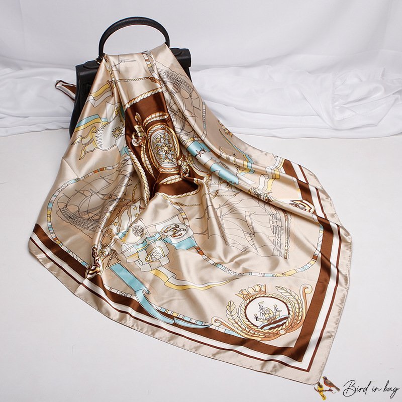 New scarf nautical sailing simulation silk female satin printed square scarf silk scarf