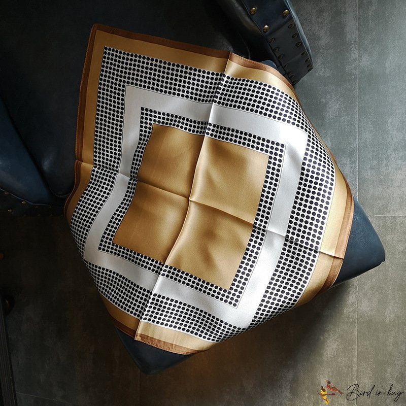 The new small square scarf silk silk silk printed silk polka dot scarf small fresh hair band
