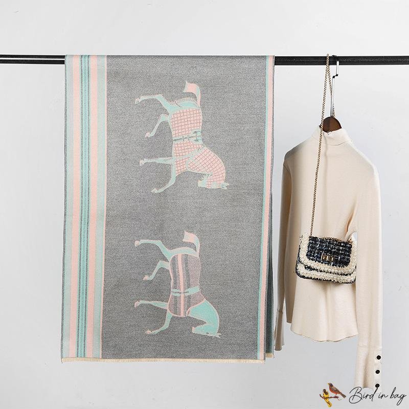 Winter new sweet imitation cashmere scarf female orange horse in the long thick warm dual-use shawl