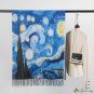 Winter new oil painting vase put cashmere scarf female floral tassel warm extended shawl digital