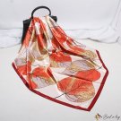 New large leaves printed silk scarf female high-quality headscarf simulation silk satin 90 square sc