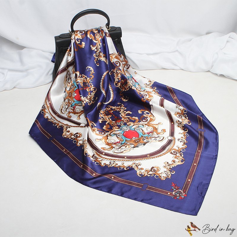 New simulation silk scarf female jewel pattern rose red printing square scarf opening scarf