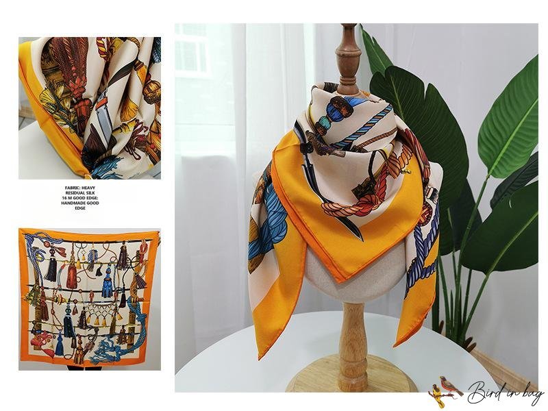 Digital double-sided heterochromatic printing mulberry silk scarf texture square scarf