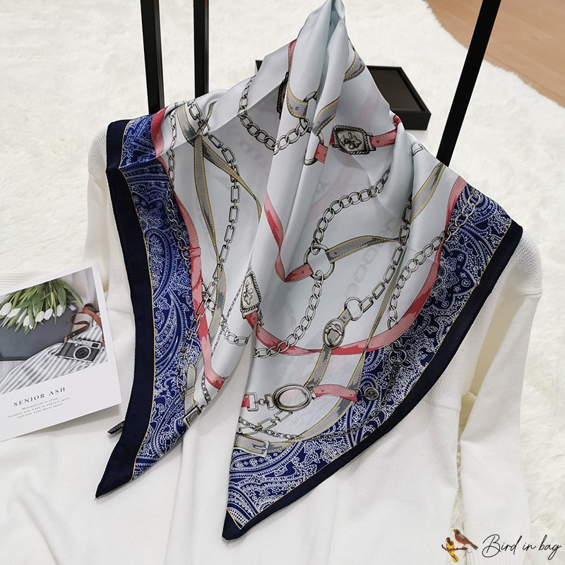 Spring and summer new wind simple retro British simulation silk 70cm square scarf small silk scarf f