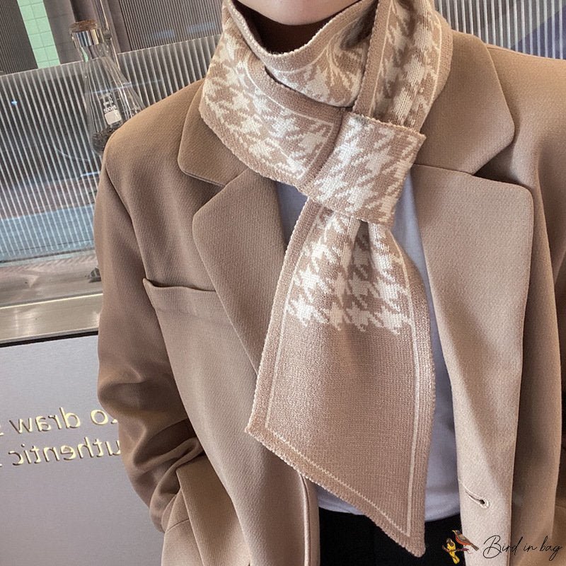 New knitted wool scarf literary fashion small ears narrow long strips pointed corner scarf models