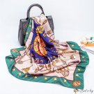 Spring and summer new simulation silk scarf key printing turban shawl 90 * 90CM Muslim square scarf 