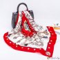 Spring and summer new simulation silk scarf key printing turban shawl 90 * 90CM Muslim square scarf 
