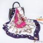 Spring and summer new simulation silk scarf key printing turban shawl 90 * 90CM Muslim square scarf 