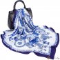 Chinese wind spring and summer new simulation silk scarf female celadon blue 90CM square scarf satin