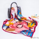Female large square scarf simulation silk printing neck scarf scarf
