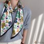 New bag silk scarf hair ribbon simulation silk scarf female satin small broken flower neck scarf Pin