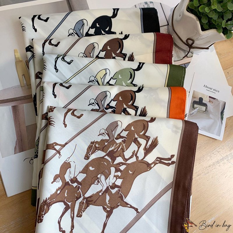 French silk scarf vintage female simulation silk twill silk scarf 90cm large square scarf printing s