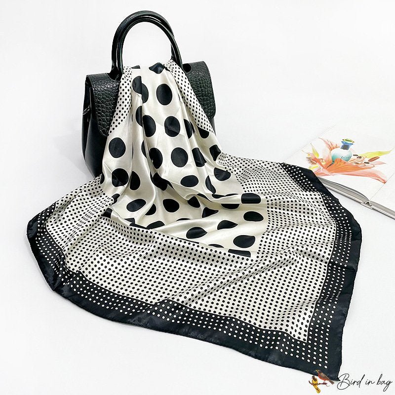Polka dot simulation silk scarf female printing satin large shawl 90CM scarf