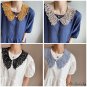 Korean new fake collar children literary style lace hollow small shawl Morandi color system lace can