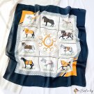 70 satin chiffon silk scarf female French new simulation silk ten horses printed small square scarf 