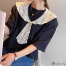 The new fake collar children literary style hollow lace small shawl Morandi color system decorative 