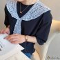 The new fake collar children literary style hollow lace small shawl Morandi color system decorative