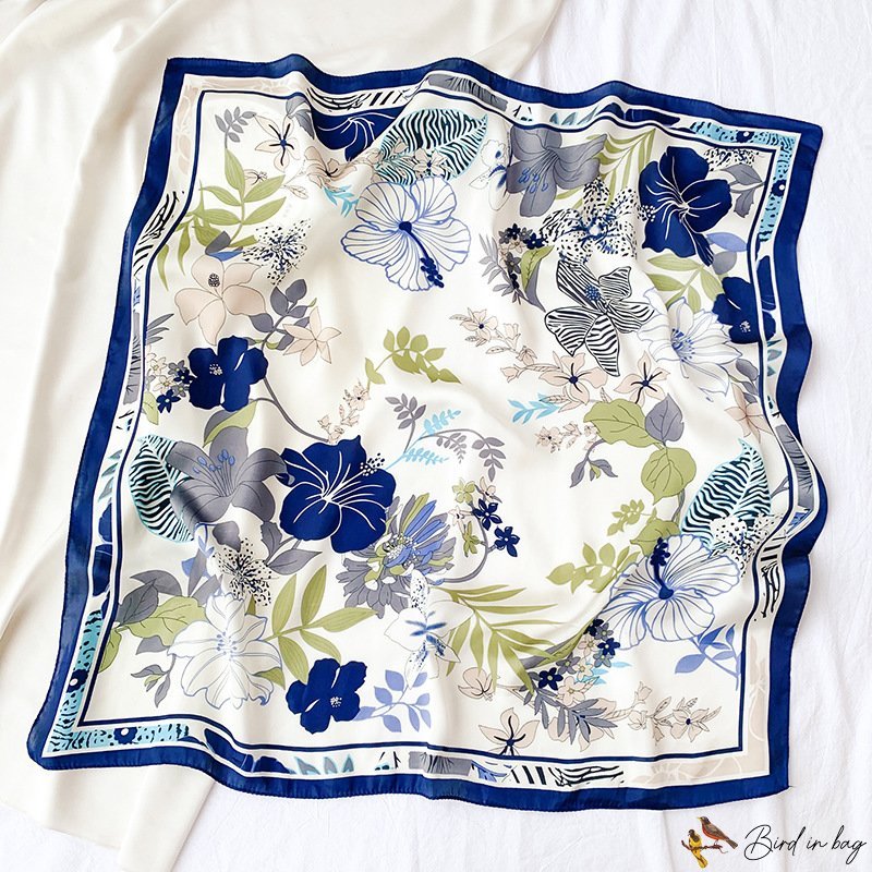 Sweet silk scarf new satin chiffon female 70 simulation silk floral small square scarf