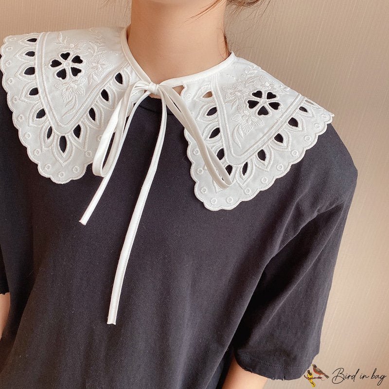French new fashion wind literary female hollow small shawl chiffon cane decorative fake collar scarf