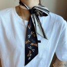 Double-sided pointed small floating ribbon women's silk scarf simulation silk twill dragonfly neck s