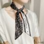 Black and white double-sided pointed small floating ribbon female silk scarf simulation silk twill n