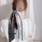 Black and white double-sided pointed small floating ribbon female silk scarf simulation silk twill n