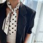 Double-sided pointed small floating ribbon female silk scarf simulation silk twill polka dot neck sc