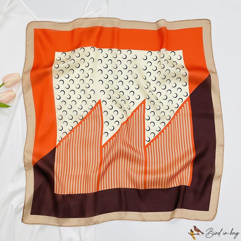 Silk satin silk scarf hair tie scarf simple wind printing simulation silk 53cm small square scarf sc