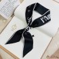 Double-sided pointed small floating ribbon female long strip silk scarf simulation silk letters prof