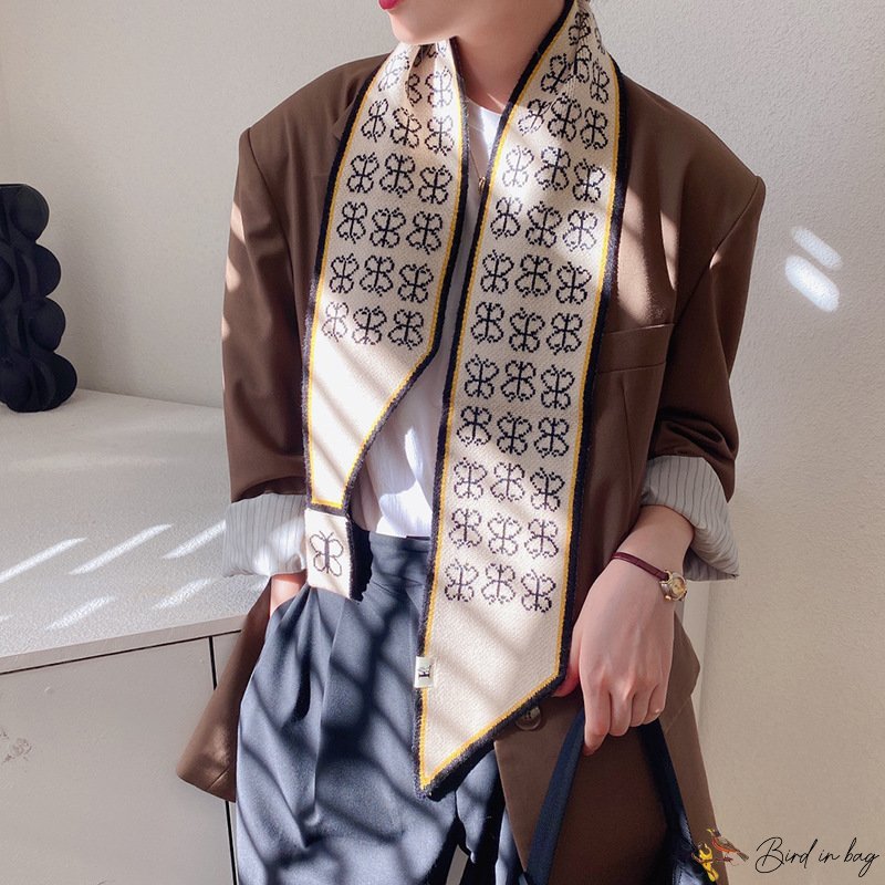 New knitted scarf female autumn and winter warm decorative long student double-sided woolen scarf