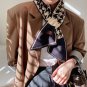 Autumn and winter new knitted small scarf female letters stitching multi-color decorative printing o