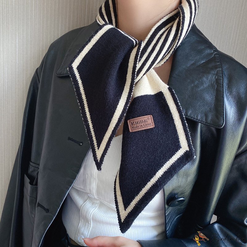 Autumn and winter new knitted small scarf female warm windproof decorative printed plaid flowers obl