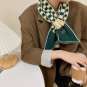 Autumn and winter new knitted small scarf female warm windproof decorative printed plaid flowers obl
