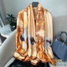 New temperament fashion silk scarf female Li brocade satin Chinese wind landscape painting large sha