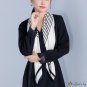 New simulation silk 90 twill turban fashion black and white striped silk scarf square shawl tied bag