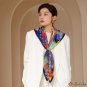 The new simulation silk scarf female sweet wind fashion printing large square scarf twill silk heads