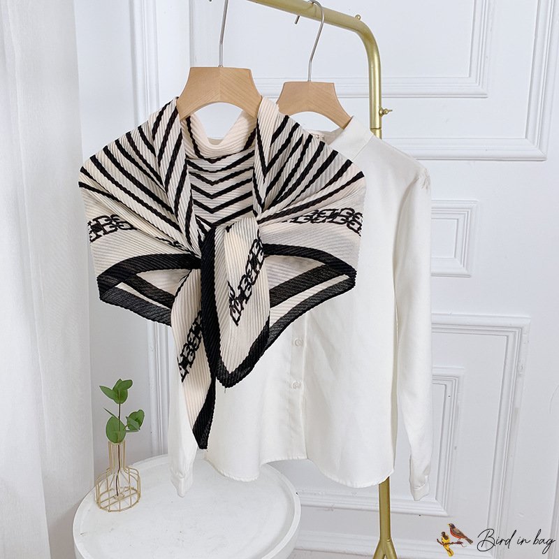 Autumn and winter new simulation silk scarf female decorative stripes twill silk large square scarf 