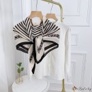 Autumn and winter new simulation silk scarf female decorative stripes twill silk large square scarf 